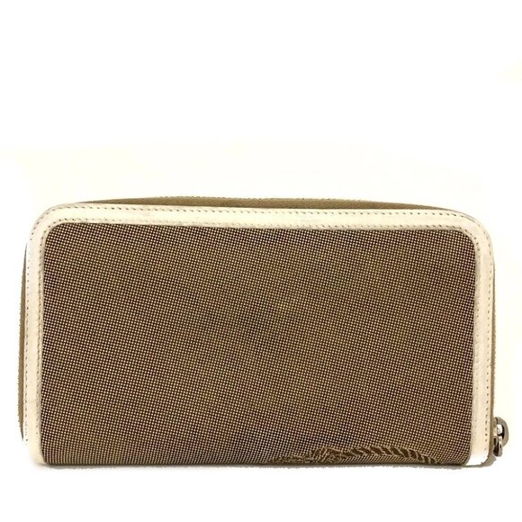 PRADA Logo Jacquard Canvas Zip Around Long Wallet Beige/7BH0711 - Picture 4 of 7